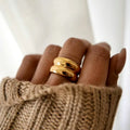 18Kgold Plated 316L Stainless Steel Shell Rings for Women Heart Shape Yin Yang Chunky Finger Rings Waterproof Jewelry