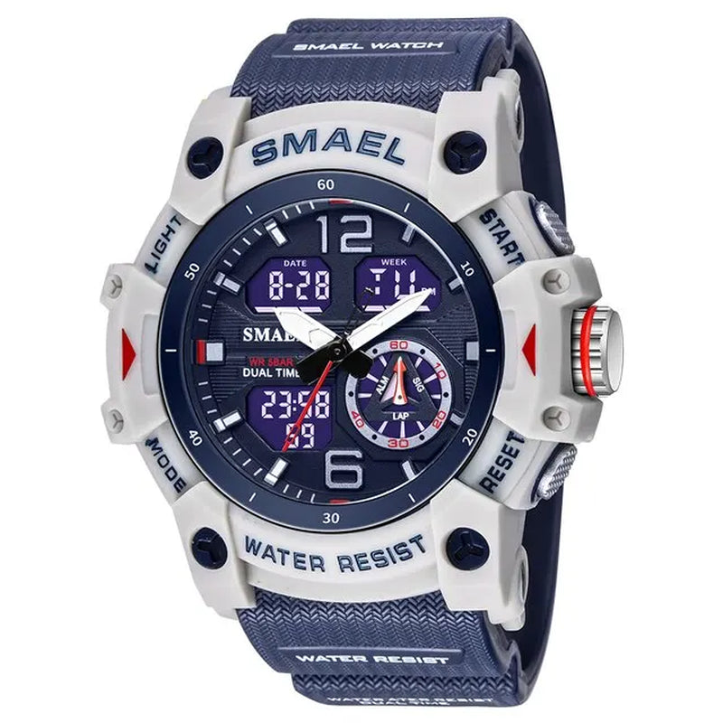 Sport Watch Military Wristwatch for Men Alarm Stopwatch LED Digital Back Light Dual Time Display Waterproof Watch Men 8007