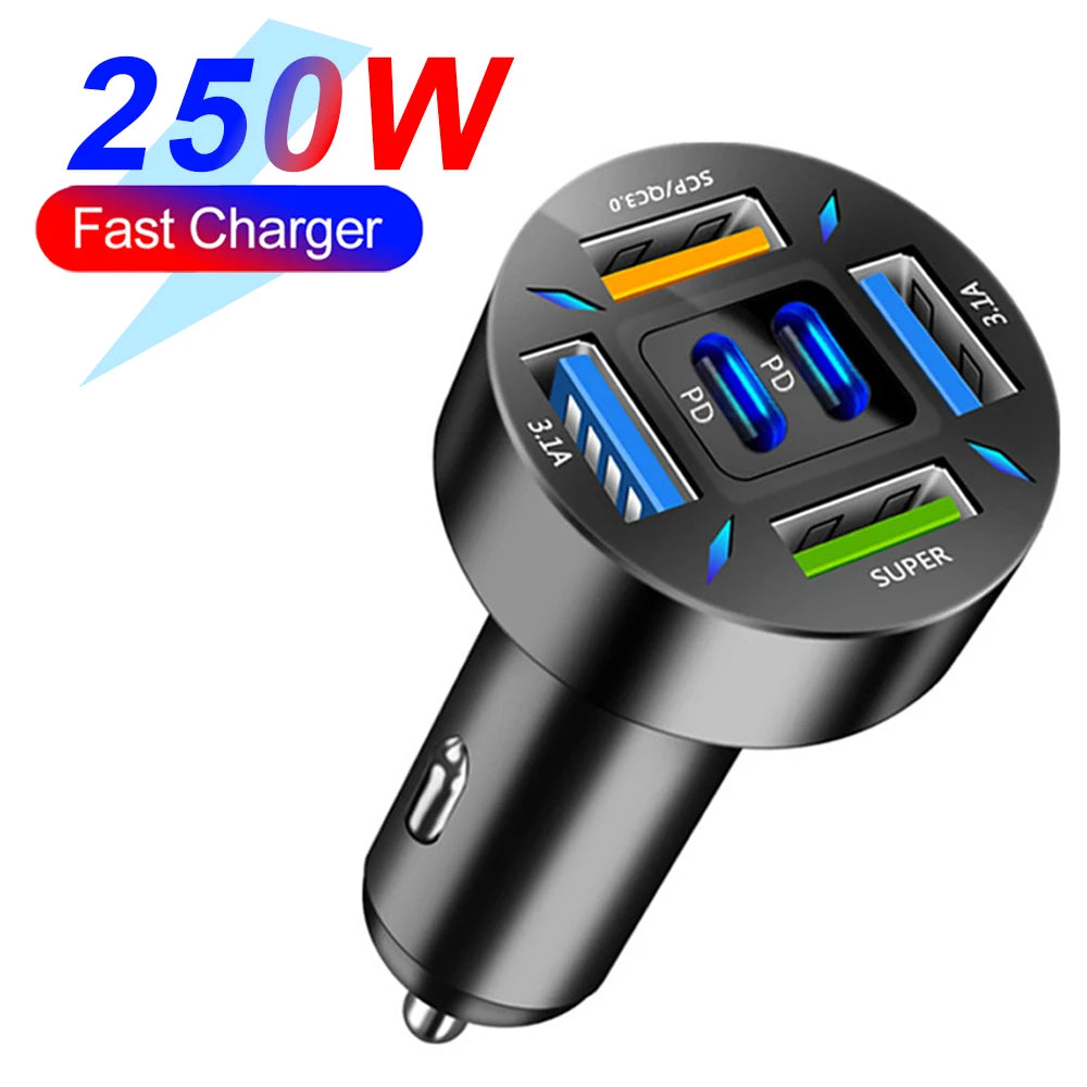 Power Up Your Drive: 66-250W PD Car Charger with QC3.0 Fast Charging and Digital Display for Ultimate Convenience