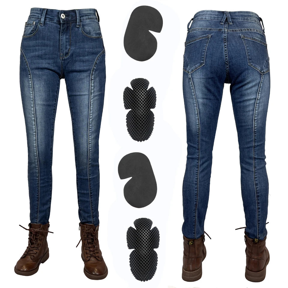 Protective Jeans Women Motorcycle Pants Blue Moto Jeans Protective Gear Blue Motorbike Trousers Motocross Pants Moto Pants