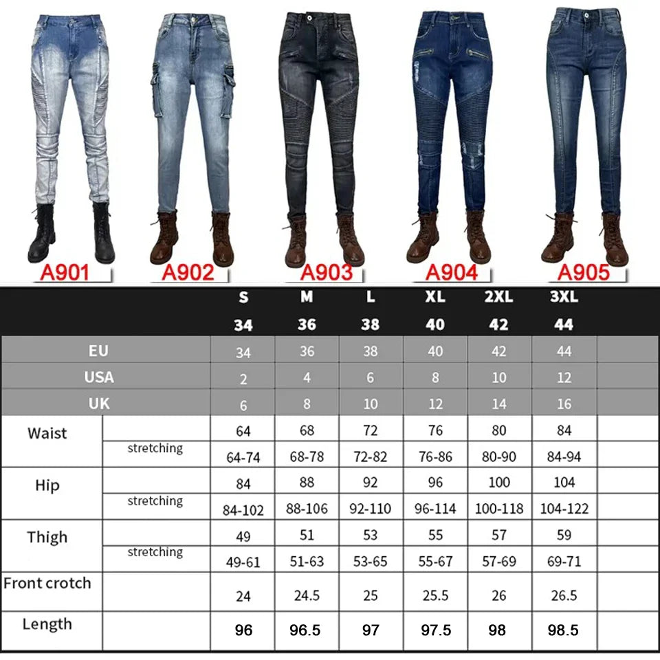 Protective Jeans Women Motorcycle Pants Blue Moto Jeans Protective Gear Blue Motorbike Trousers Motocross Pants Moto Pants
