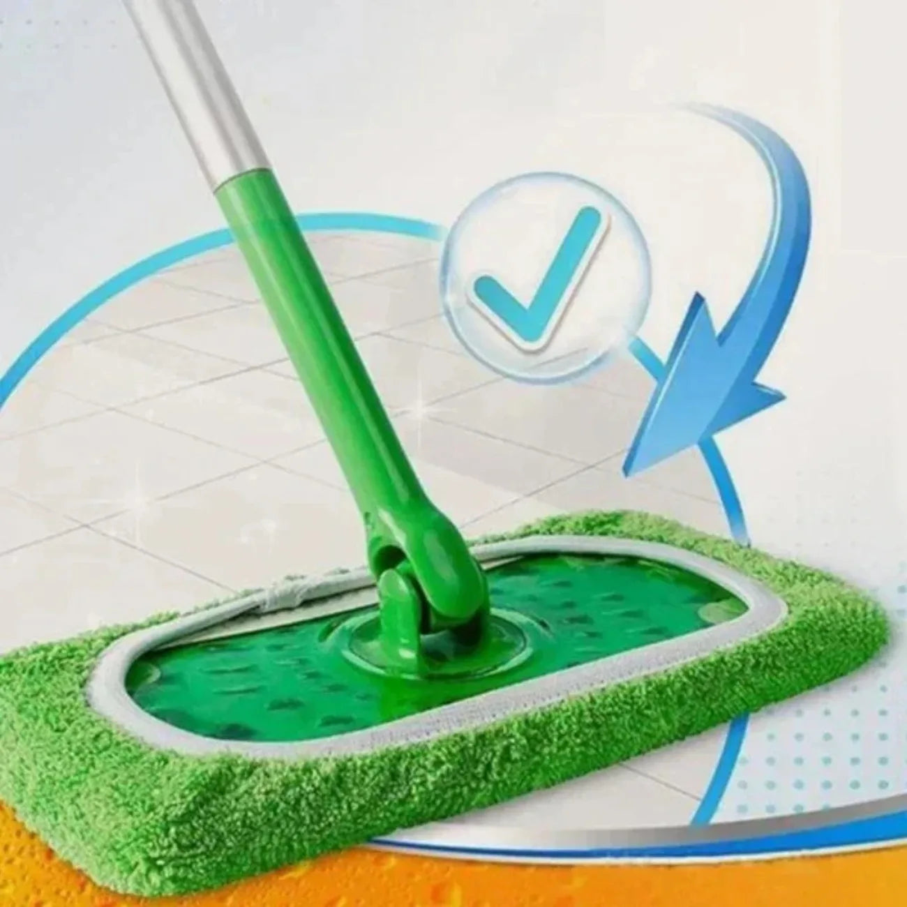 Lot 6 Tampons Balai Plat Lavables – Éco-Responsable, Poussière, Sol Mouillé & Poils d'Animaux