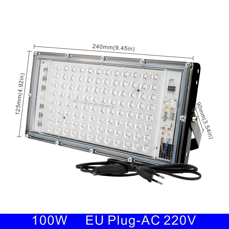 Led UV Floodlight 110V 220V 50W 100W Party Light 395Nm 400Nm IP65 Waterproof Ultraviolet Fluorescent Stage Lamp with US/EU Plug