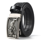 Men'S Casual Leather Belt Carving Flowers Vintage Style Automatic Buckle Hip Hop Snake Wolf King Tiger Fashion Accessories