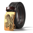 Men'S Casual Leather Belt Carving Flowers Vintage Style Automatic Buckle Hip Hop Snake Wolf King Tiger Fashion Accessories