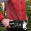 Ultra-Powerful Tactical Flashlight 1500W – 5km Range, LED, Integrated Battery