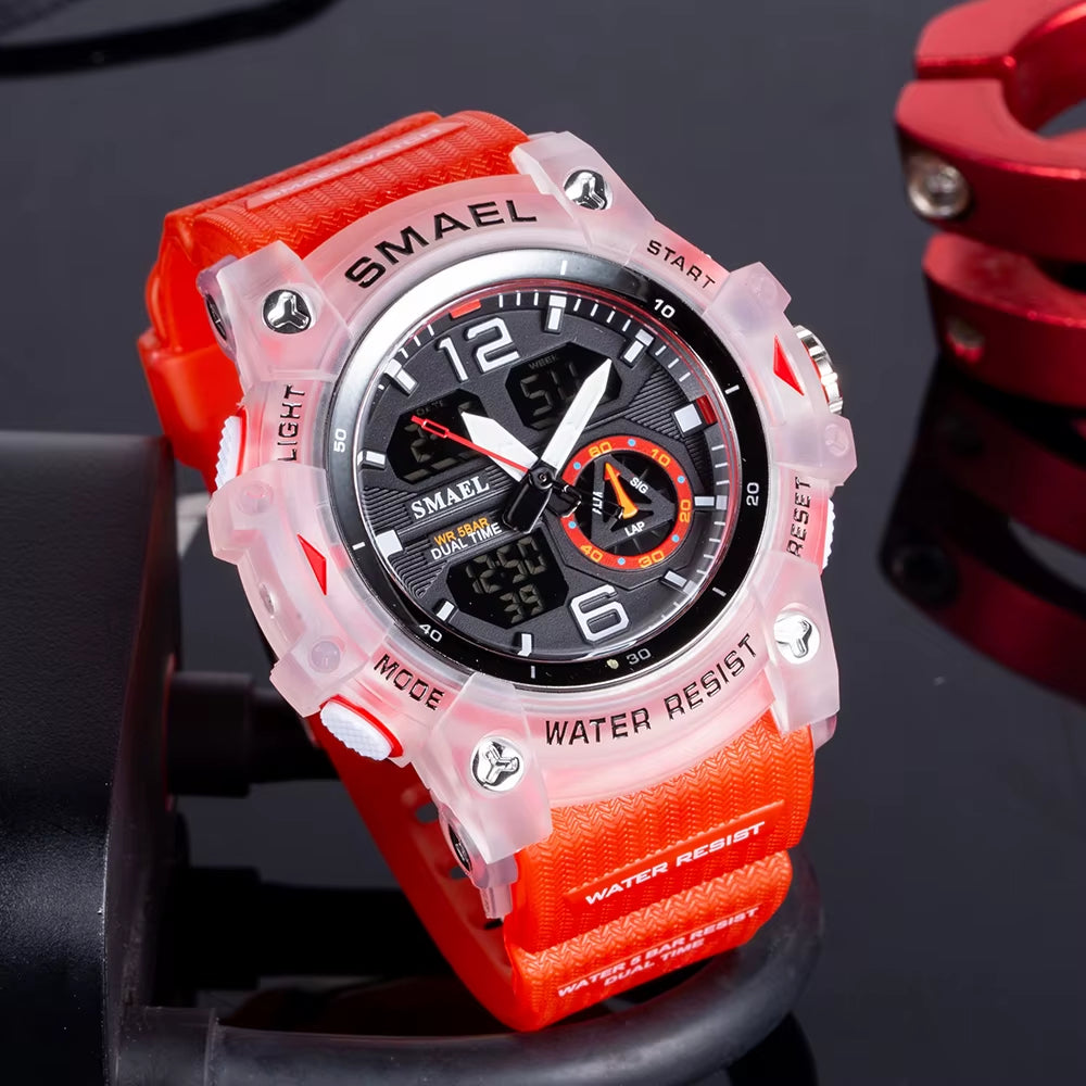 Sport Watch Military Wristwatch for Men Alarm Stopwatch LED Digital Back Light Dual Time Display Waterproof Watch Men 8007