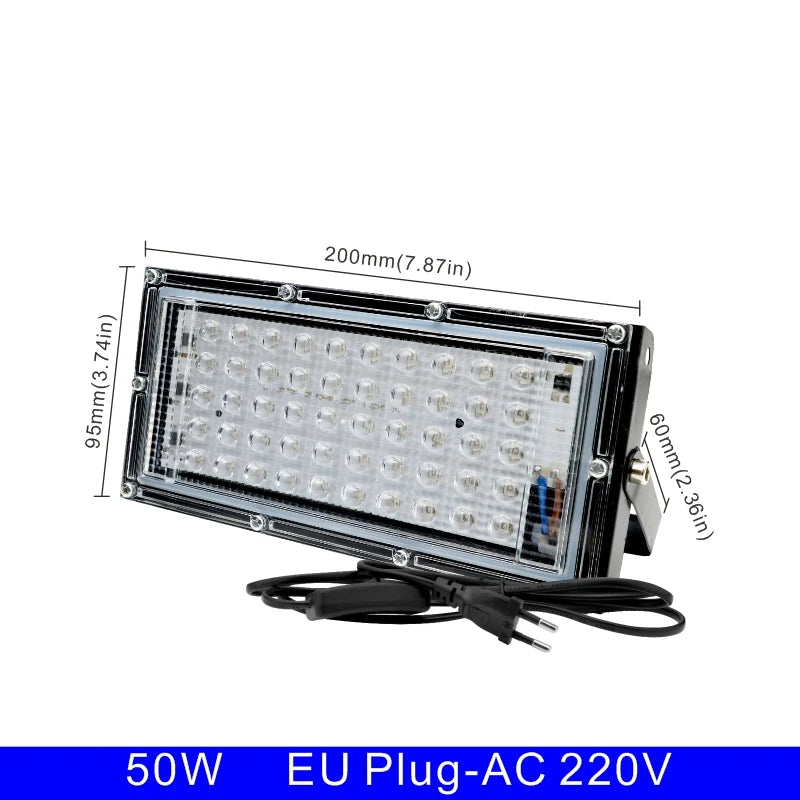 Led UV Floodlight 110V 220V 50W 100W Party Light 395Nm 400Nm IP65 Waterproof Ultraviolet Fluorescent Stage Lamp with US/EU Plug