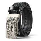 Men'S Casual Leather Belt Carving Flowers Vintage Style Automatic Buckle Hip Hop Snake Wolf King Tiger Fashion Accessories