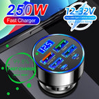 Power Up Your Drive: 66-250W PD Car Charger with QC3.0 Fast Charging and Digital Display for Ultimate Convenience