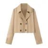 TAOP&ZA 2025 Autumn New Fashion All-match Solid Color Double-breasted Lapel Short Long-sleeved Jacket 3046259