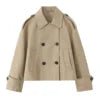 MYST&ZA Women's Clothing 2025 Autumn New Fashion Simple Double-breasted Short Double-breasted Windbreaker Jacket Coat 3046352