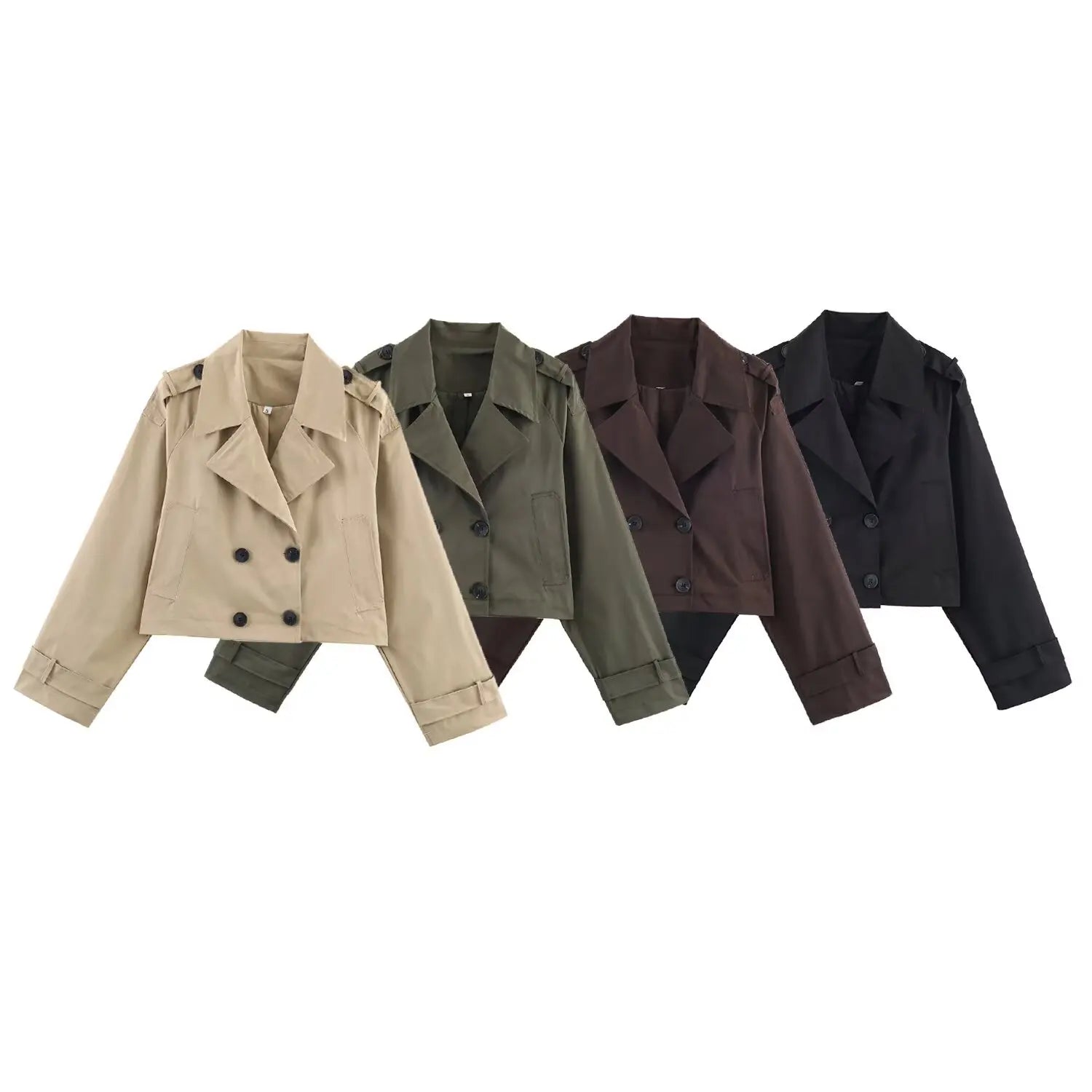 MYST&ZA Women's Clothing 2025 Autumn New Fashion Casual Versatile Double-breasted Short Windbreaker Jacket 3046259