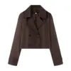 TAOP&ZA 2025 Autumn New Fashion All-match Solid Color Double-breasted Lapel Short Long-sleeved Jacket 3046259