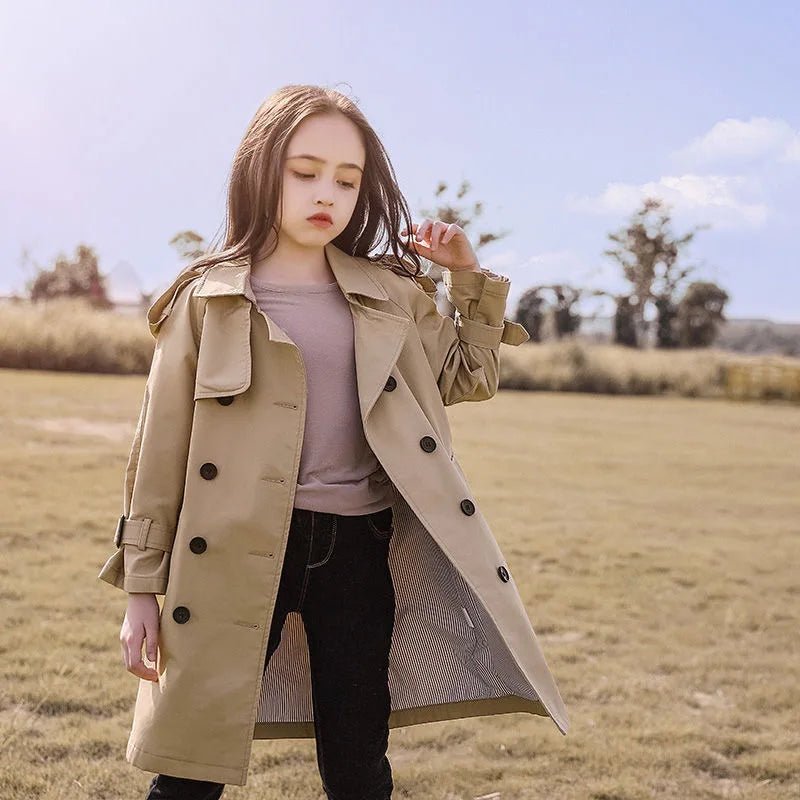 2026 Spring Autumn Cotton Teen Girls Long Trench Coats New Fashion England Style Windbreaker Jacket For Girls Children Clothing