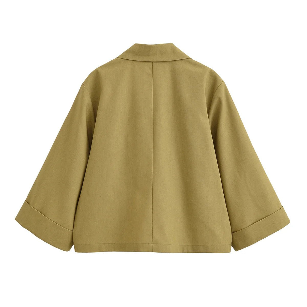 KAR&OT ZA Women's Clothing 2025 Summer New Casual Simple Short Double-breasted Suit Jacket 8141709
