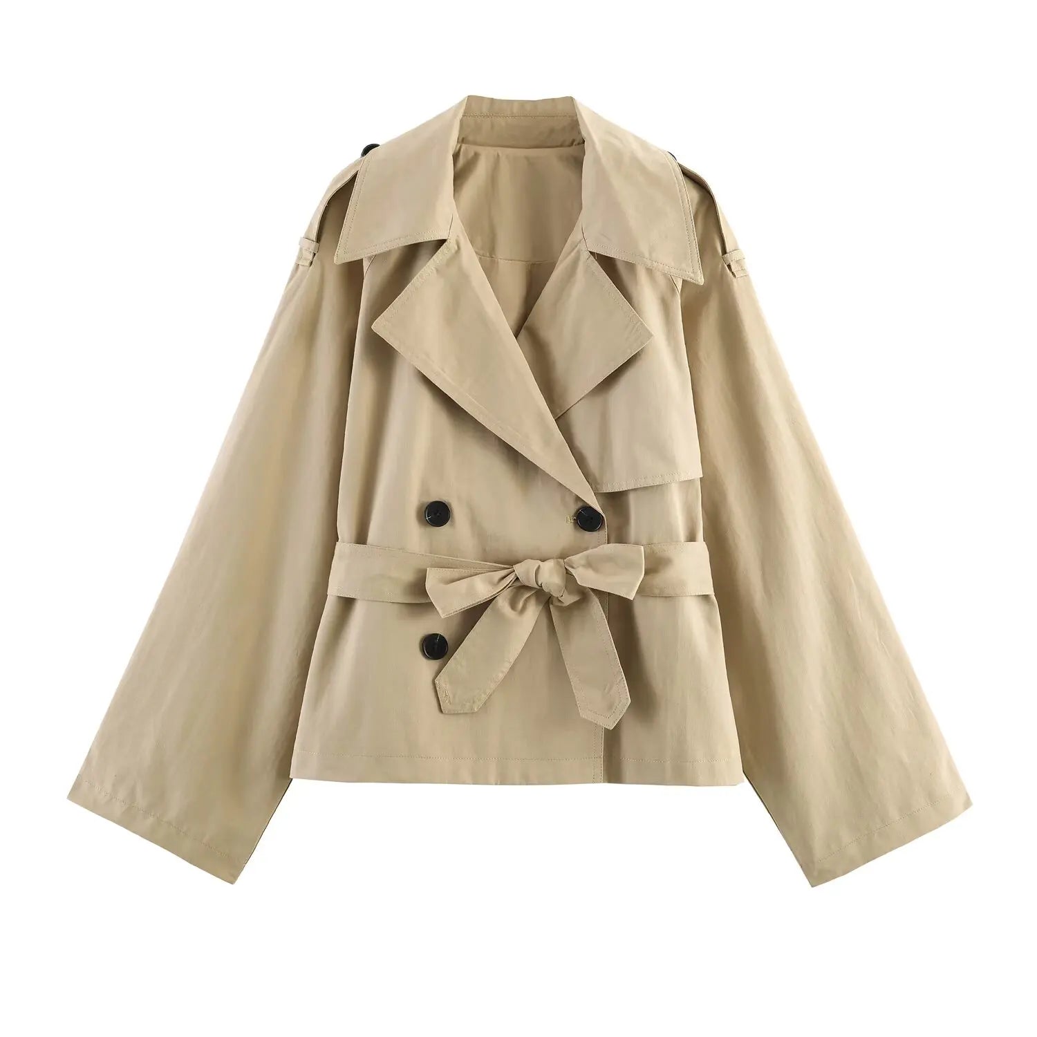 SHENZHU European and American Style 2026 Summer Women's Casual Long-sleeved Collared Padded Shoulder Coat with Belt 6318233