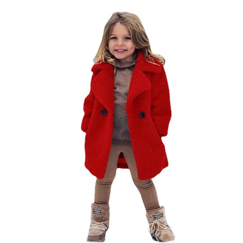 Wholesale Winter Warm Clothing Kids Girl Lapel Overcoat Jacket Faux Fur Toddler Baby Loose Coats