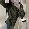 Cropped Breathable Casual Autumn/Winter/Spring Plus Size Double-breasted Belted Regular Trench Coat Jacket
