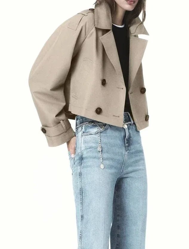MYST&ZA Women's Clothing 2025 Autumn New Fashion Casual Versatile Double-breasted Short Windbreaker Jacket 3046259