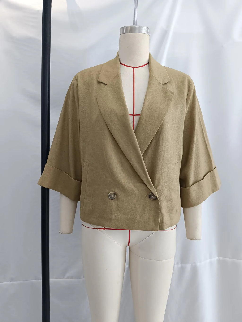 KAR&OT ZA Women's Clothing 2025 Summer New Casual Simple Short Double-breasted Suit Jacket 8141709