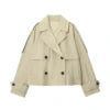 KAR&OT ZA 2025 Autumn New Double P Row Button Closed Lapel Long Sleeve Loose Casual Short Windbreaker Jacket 0518240