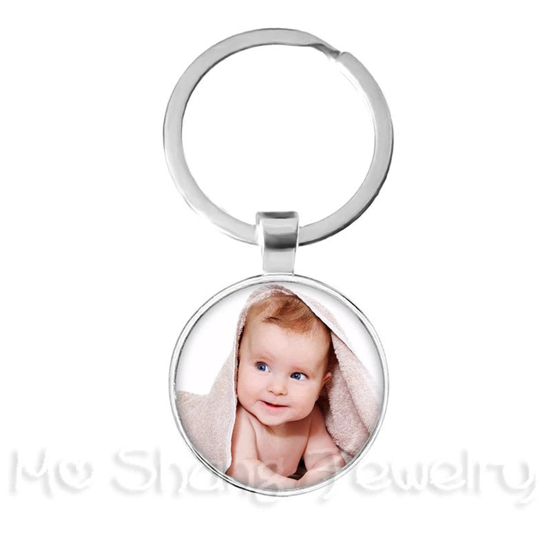 Personalized Custom Keychain Birthstone 26 Letters Photo Mum Dad Baby Children Grandpa Parents Pendant Keyholder Keyring Gift