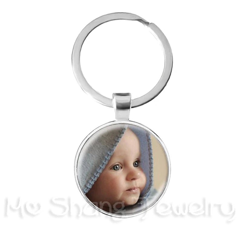 Personalized Custom Keychain Birthstone 26 Letters Photo Mum Dad Baby Children Grandpa Parents Pendant Keyholder Keyring Gift