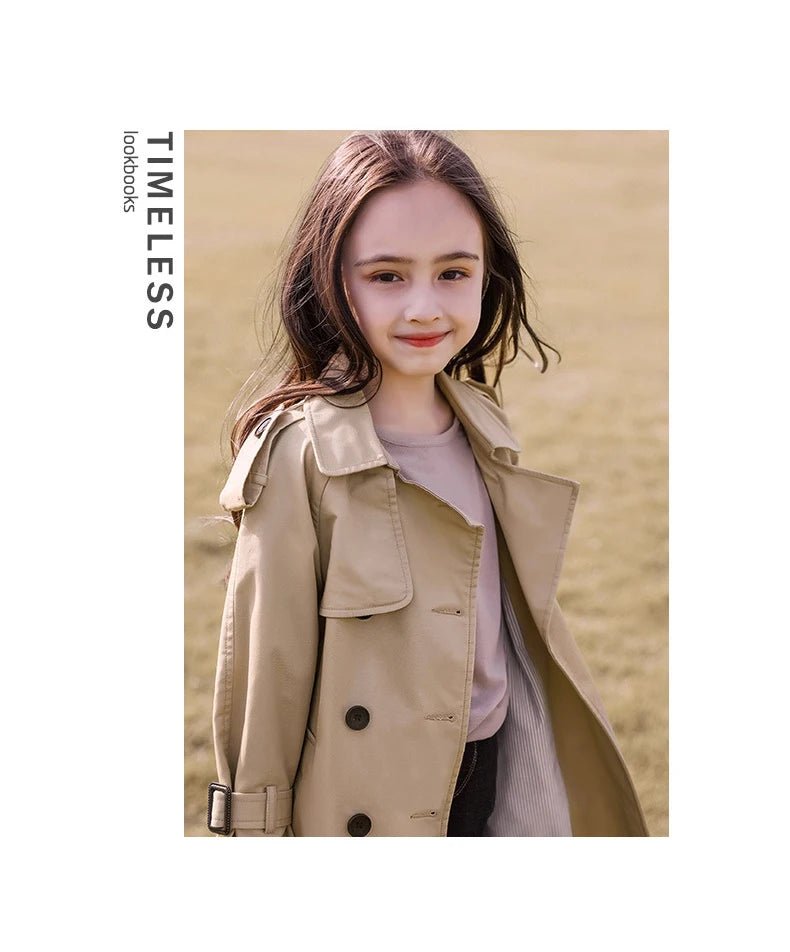 2026 Spring Autumn Cotton Teen Girls Long Trench Coats New Fashion England Style Windbreaker Jacket For Girls Children Clothing