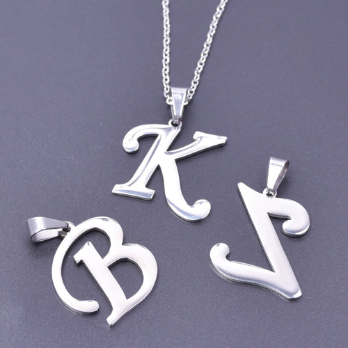 26 Letters Necklace Stainless Steel Initial Necklaces For Women Men Pendant Big Alphabet Chain On The Neck Choker Cadenas Hombre