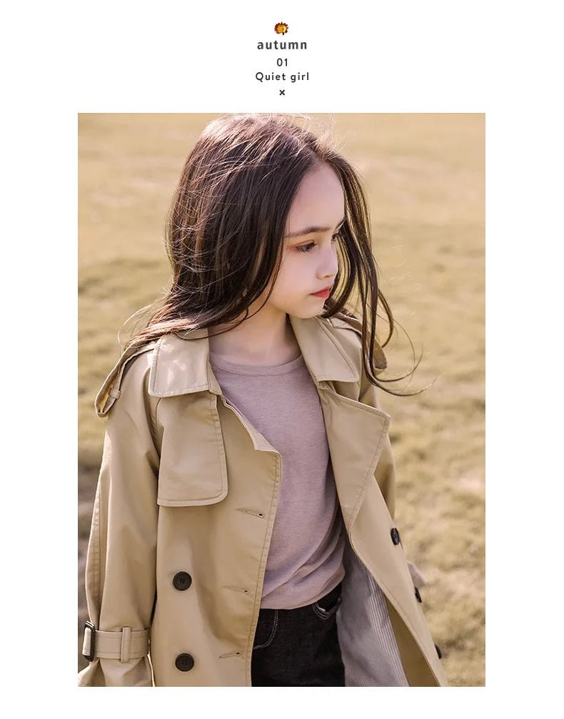 2026 Spring Autumn Cotton Teen Girls Long Trench Coats New Fashion England Style Windbreaker Jacket For Girls Children Clothing