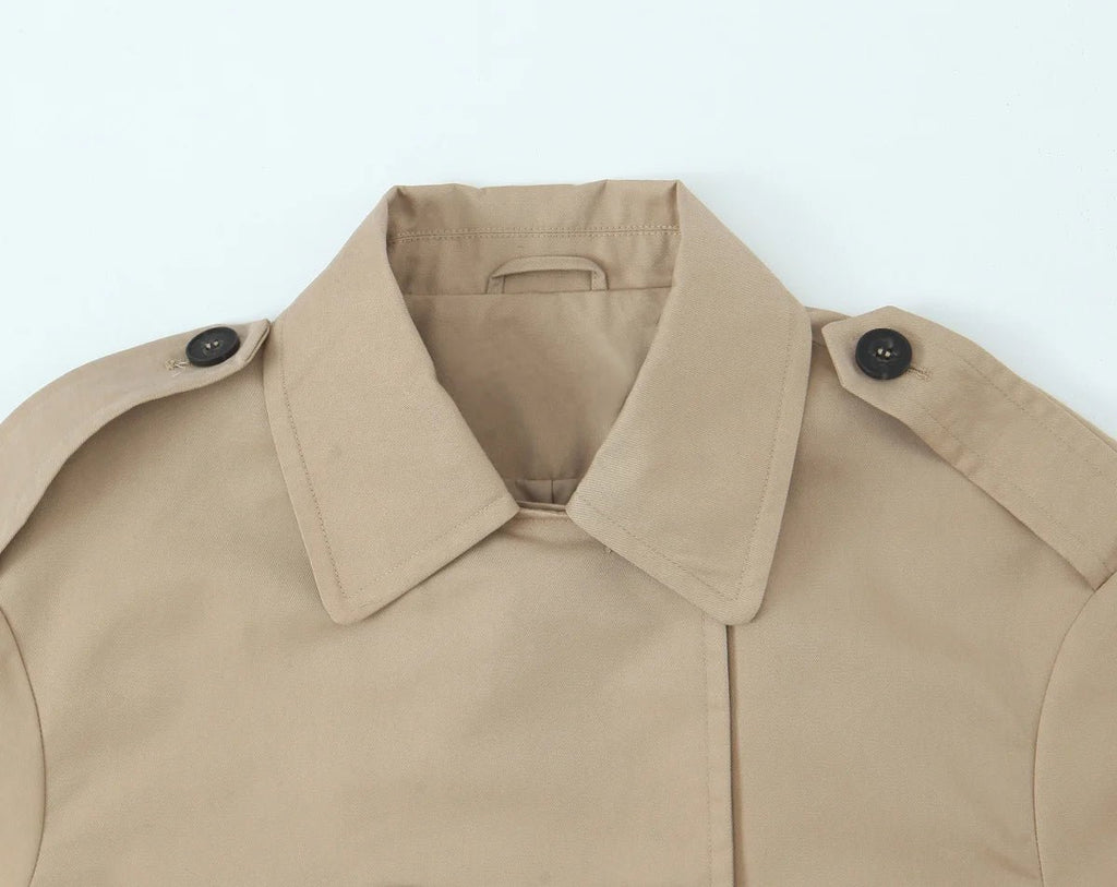 MYST&ZA Women's Clothing 2025 Autumn New Fashion Simple Double-breasted Short Double-breasted Windbreaker Jacket Coat 3046352