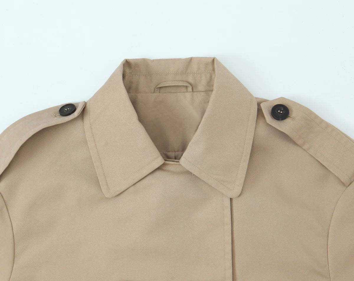 MYST&ZA Women's Clothing 2025 Autumn New Fashion Simple Double-breasted Short Double-breasted Windbreaker Jacket Coat 3046352