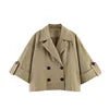 ZATRHMBM Summer Women's Clothing 2026 New Fashion Double-Breasted Short Jacket Retro Rolled Sleeve Casual Women's Top