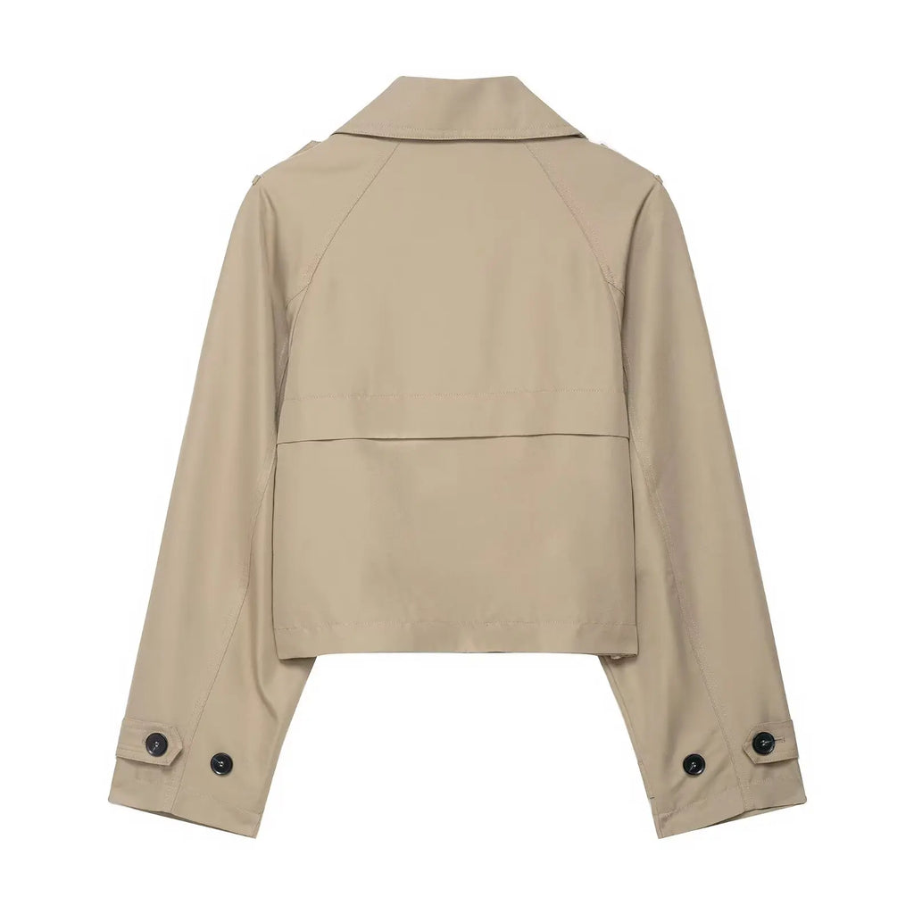 MYST&ZA Women's Clothing 2025 Autumn New Fashion Casual Versatile Double-breasted Short Windbreaker Jacket 3046259