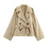 SHENZHU European and American Style 2026 Summer Women's Casual Long-sleeved Collared Padded Shoulder Coat with Belt 6318233