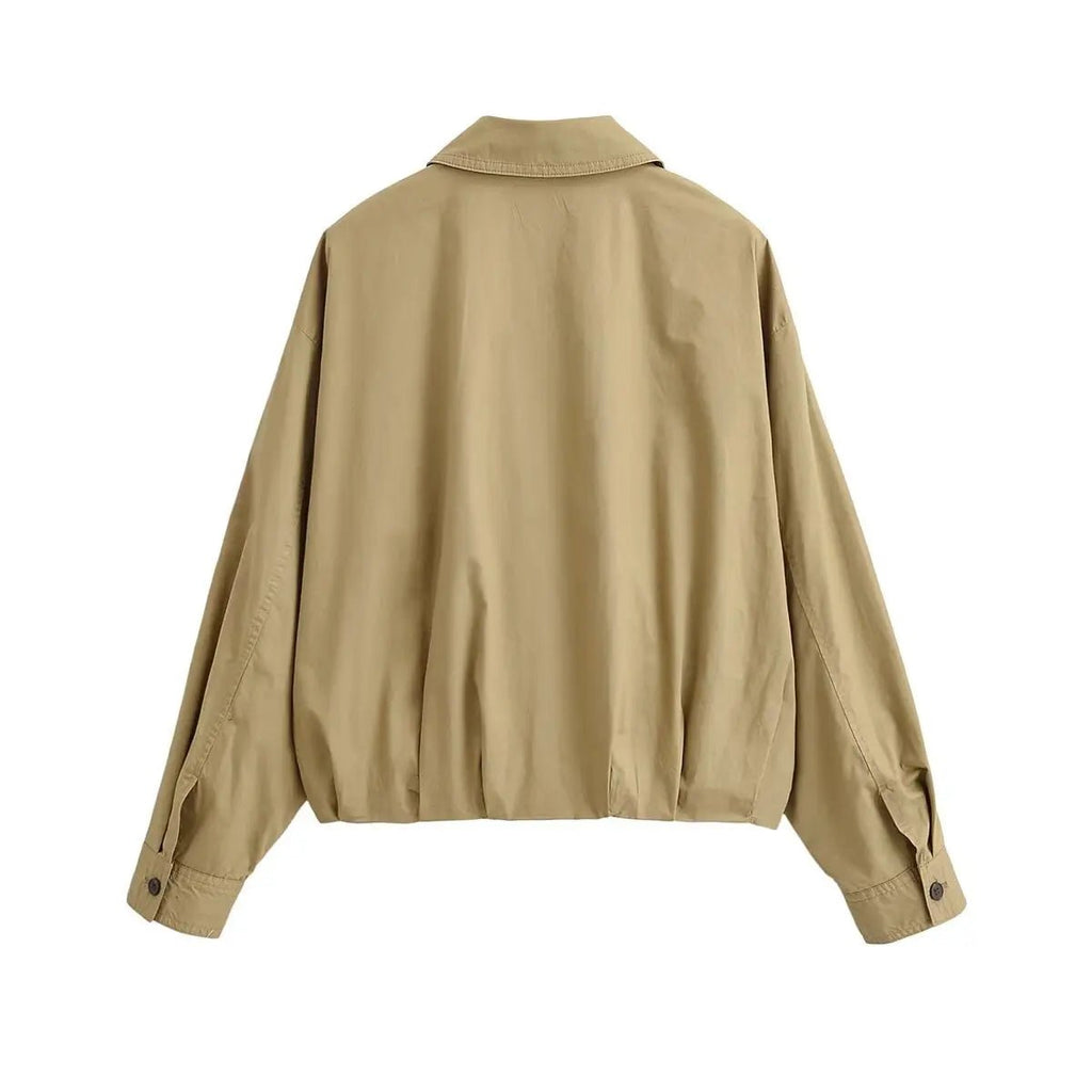 TAOP&ZA 2026 Women's Spring Commuter Fashion Loose Casual Style Balloon Style Lapel Long Sleeve Coat 8372200