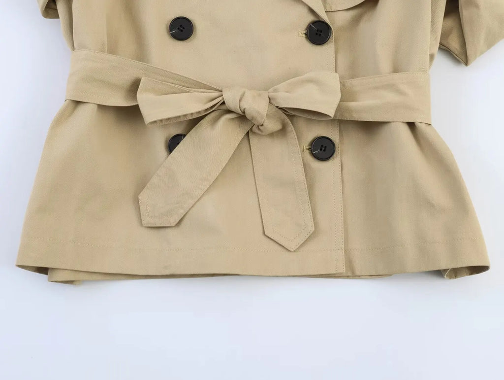 SHENZHU European and American Style 2026 Summer Women's Casual Long-sleeved Collared Padded Shoulder Coat with Belt 6318233