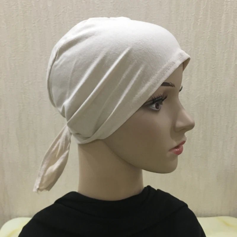 H048 Plain Cotton tie back hats Muslim Turban Pure Color Stretch Inner Hijabs underscarf Women Head Scarf Under Hijab Bonnet