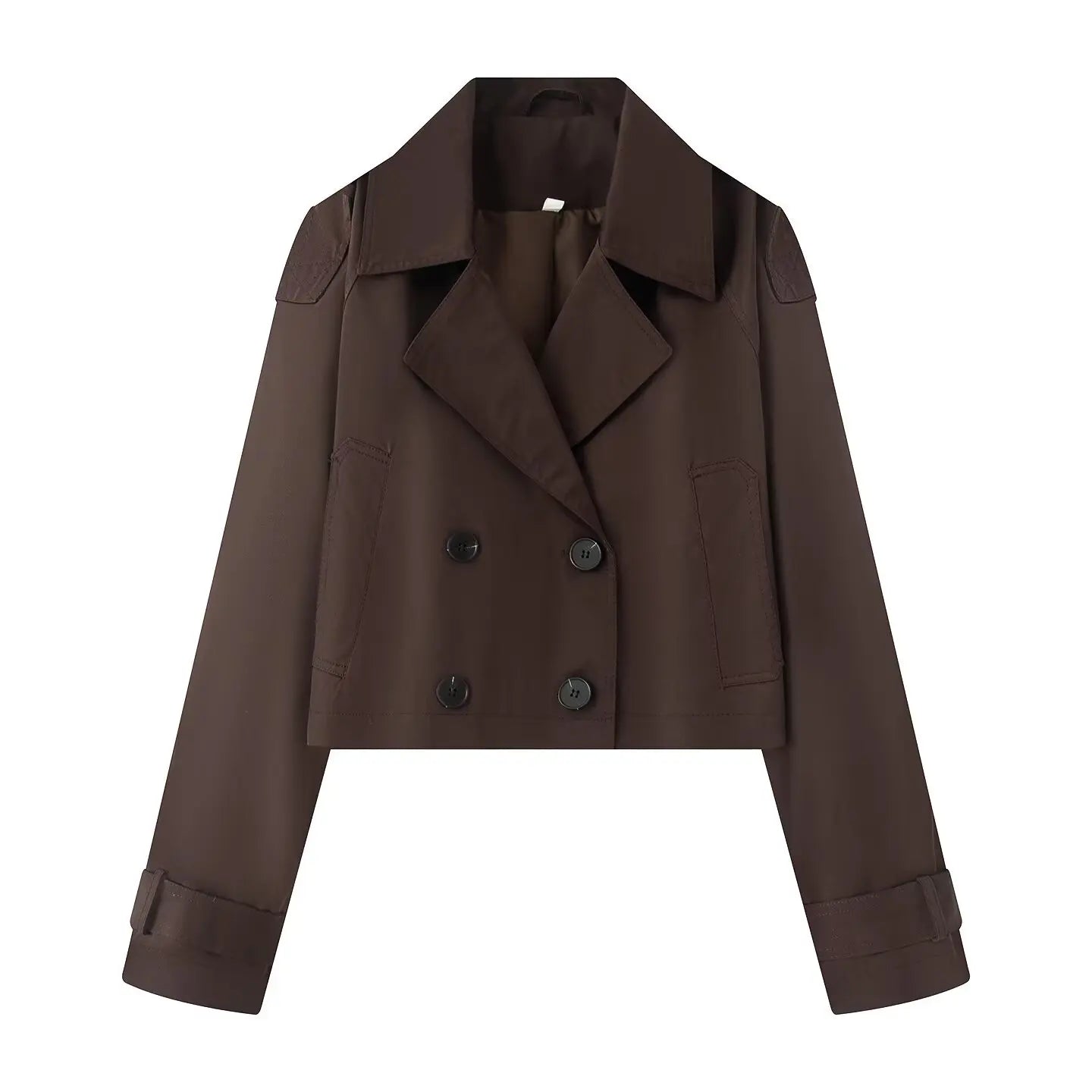 TAOP&ZA 2025 Autumn New Fashion All-match Solid Color Double-breasted Lapel Short Long-sleeved Jacket 3046259