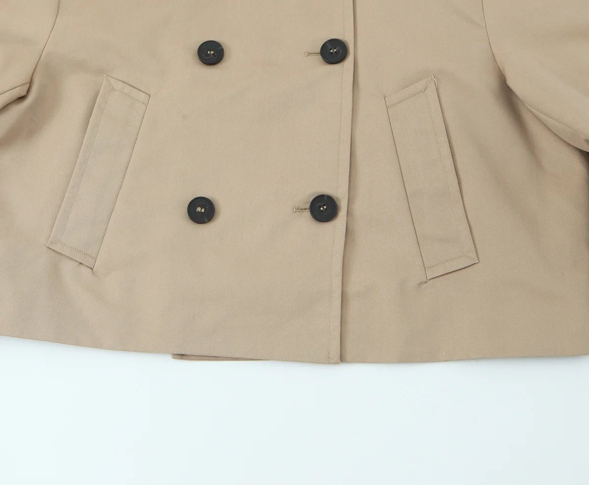 MYST&ZA Women's Clothing 2025 Autumn New Fashion Simple Double-breasted Short Double-breasted Windbreaker Jacket Coat 3046352