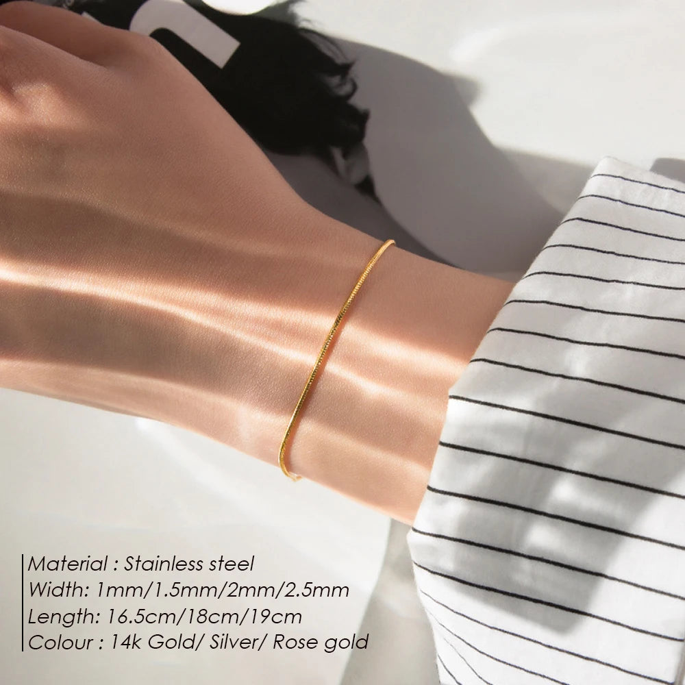 e-Manco Hot Sale Stainless Steel Snake Chain Bracelet Fashion Jewelry For Men Women Stainless Steel Link Bracelet
