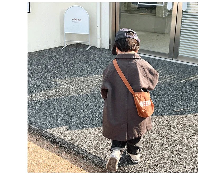 Kids Boys Girls Thin Jacket Coats 2025 New Arrival Children Csual Long Windbreaker Apricot Coffee Navy Spring Autumn Cotton Tops