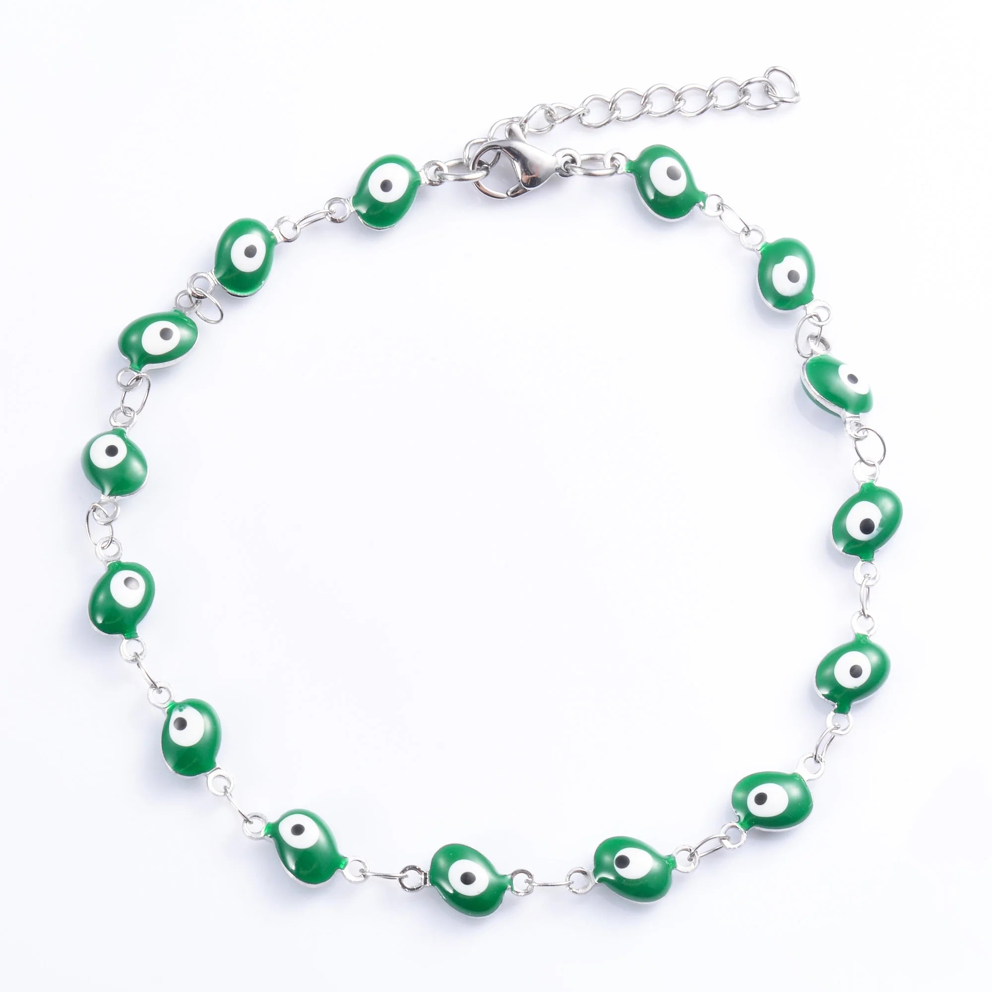 Colorful Turkish Evil Eye Stainless Steel Bracelet for Women Link Chain for Hand Foot Girl Anklet Summer Jewelry Accessory