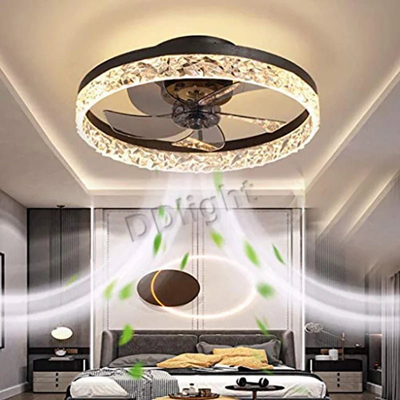 Ventilateur Plafonnier LED Intelligent avec Télécommande – Dimmable, Décor Chambre & Salon | Smart Fan