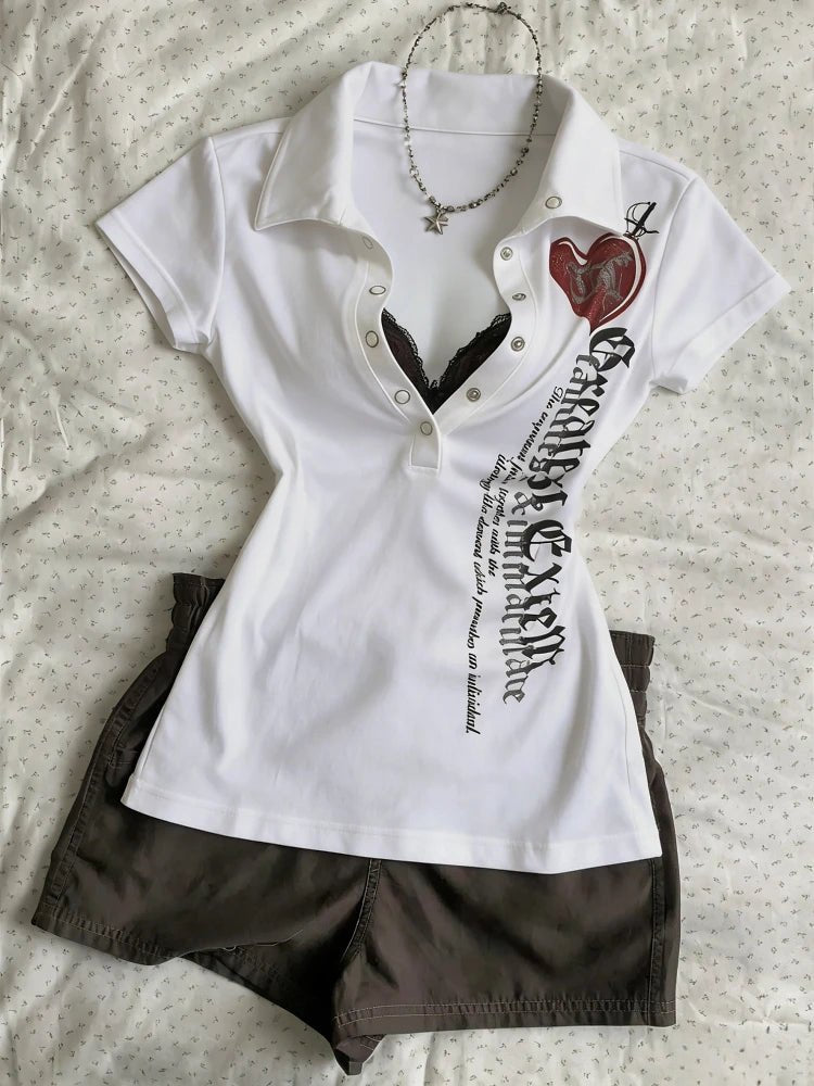 2026 American Vintage T-shits Women Short Sleeve Retro Bodycon Y2k Crop Top Office Lady Korean Fashion Harajuku Subculture Tees
