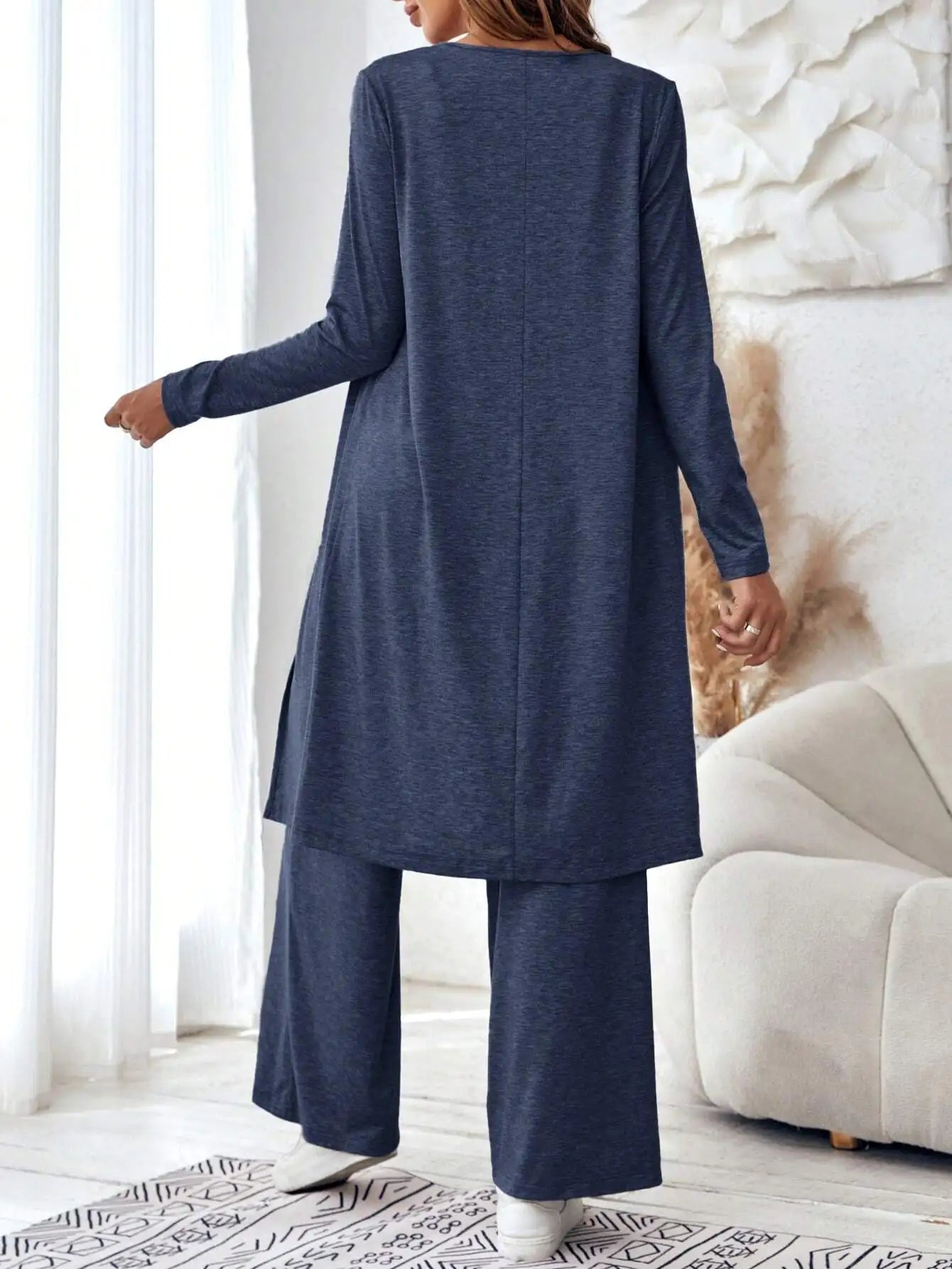 Cardigan ample à col en V et pantalon à jambe droite pour femmes, gilet décontracté, ensemble de 3 pièces, nouvelle mode, automne