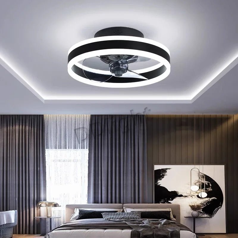 Ventilateur Plafonnier LED Intelligent avec Télécommande – Dimmable, Décor Chambre & Salon | Smart Fan