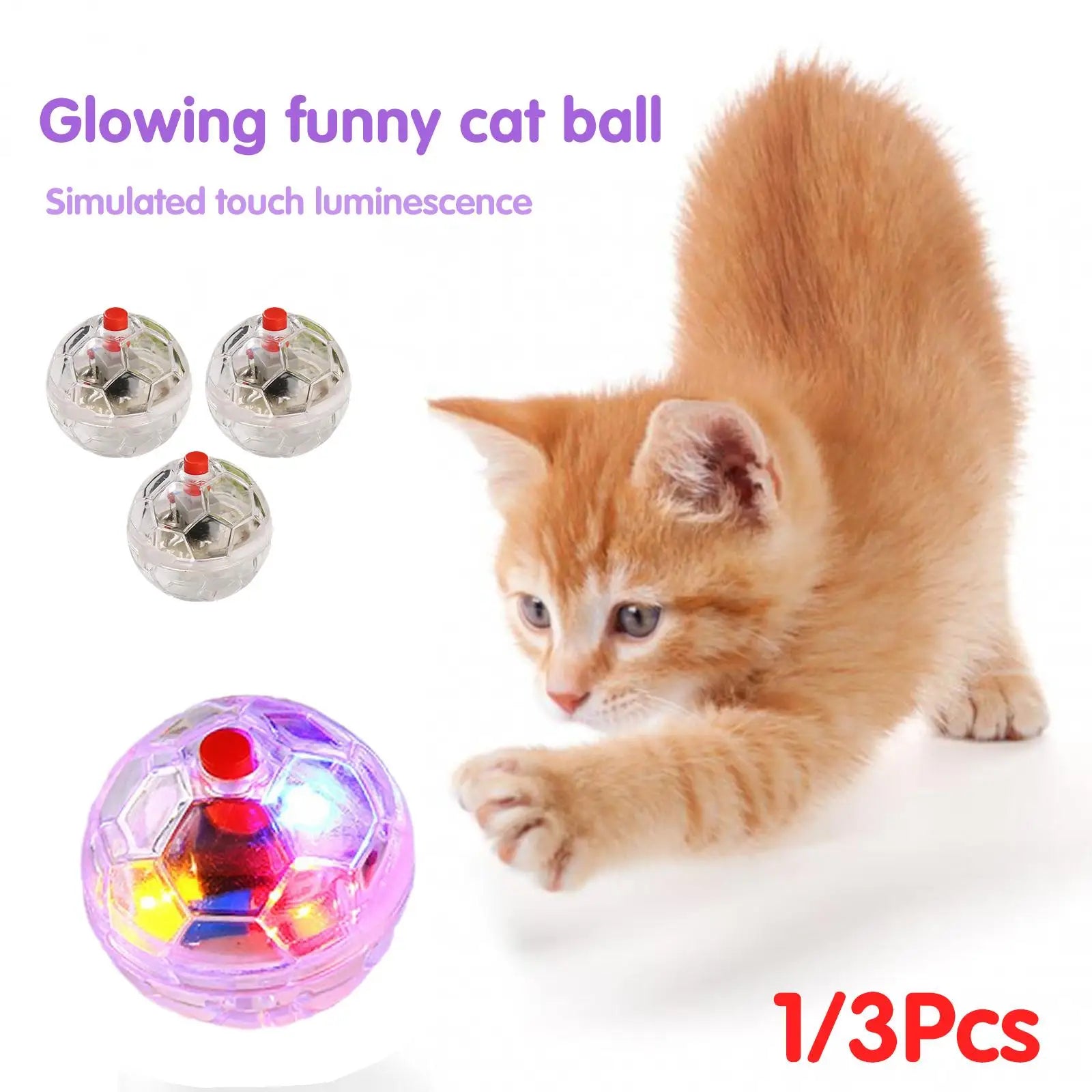 Balles LED Interactives pour Chat – S’allument au Mouvement | Lot de 1 ou 3 pcs