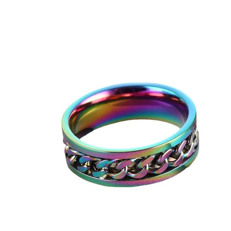 Titanium Steel Rotatable Chain Rings for Women and Men - Spinner Ring, Decompression Multifunctional Chain Ring, Bottle Opener Ring, Gift